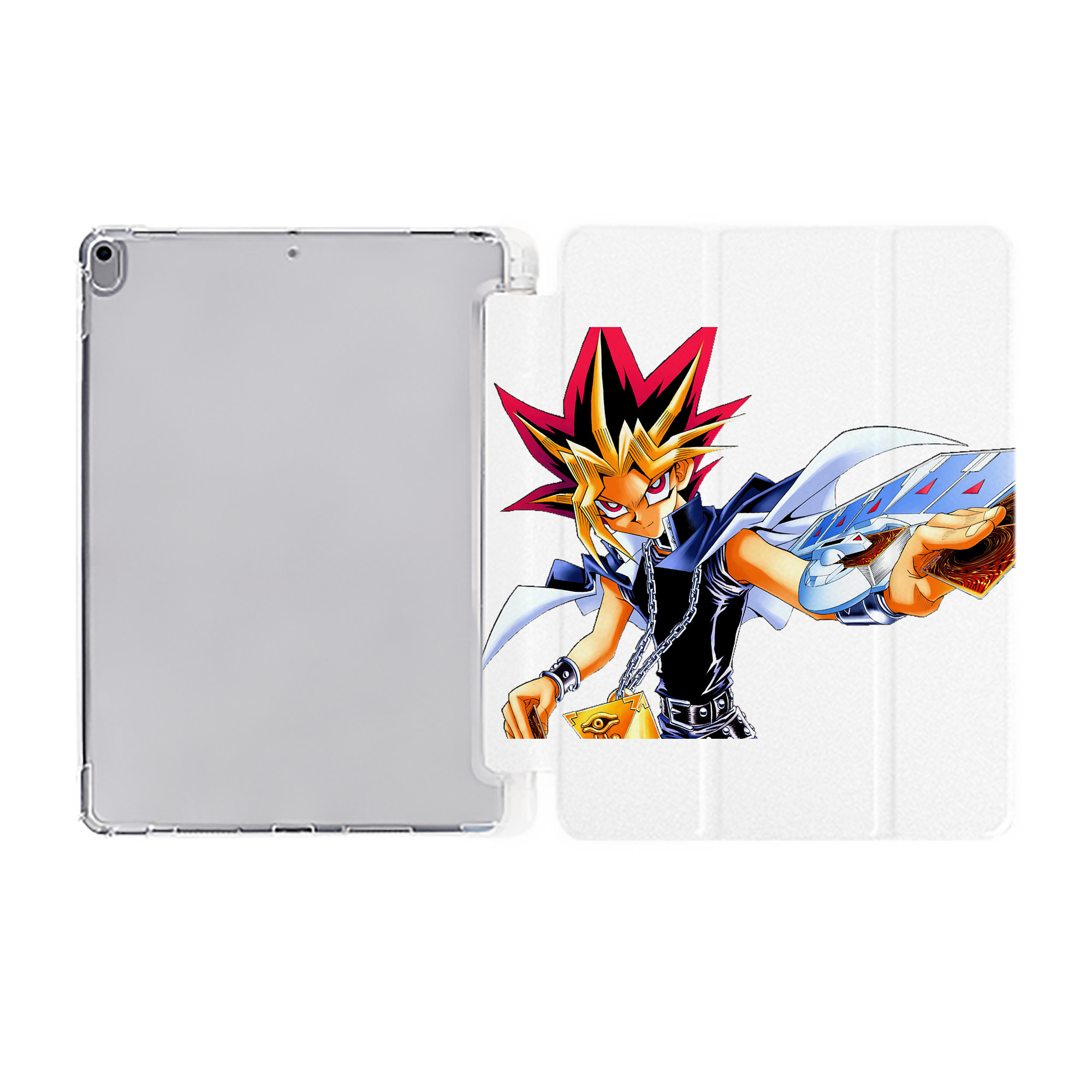（画像用） 遊☆戯☆王 Yu-Gi-Oh! IPad ケース ペン収納付き 三つ折りスタンド PUレザー×シリコン 対応機種9.5/10.5/10.9インチ